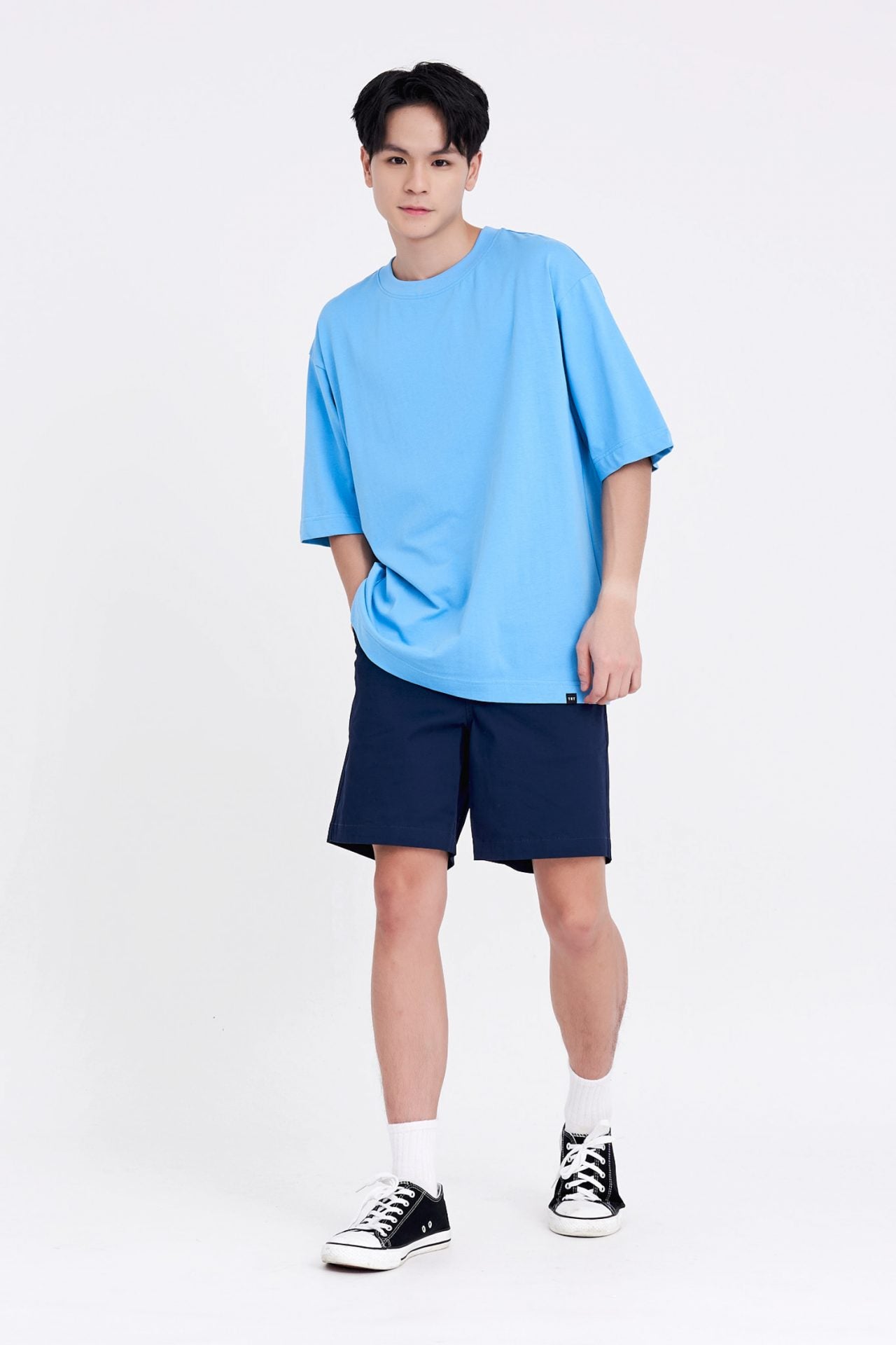 (B) Classic Relaxed-Fit Crew Neck Tee - Azure