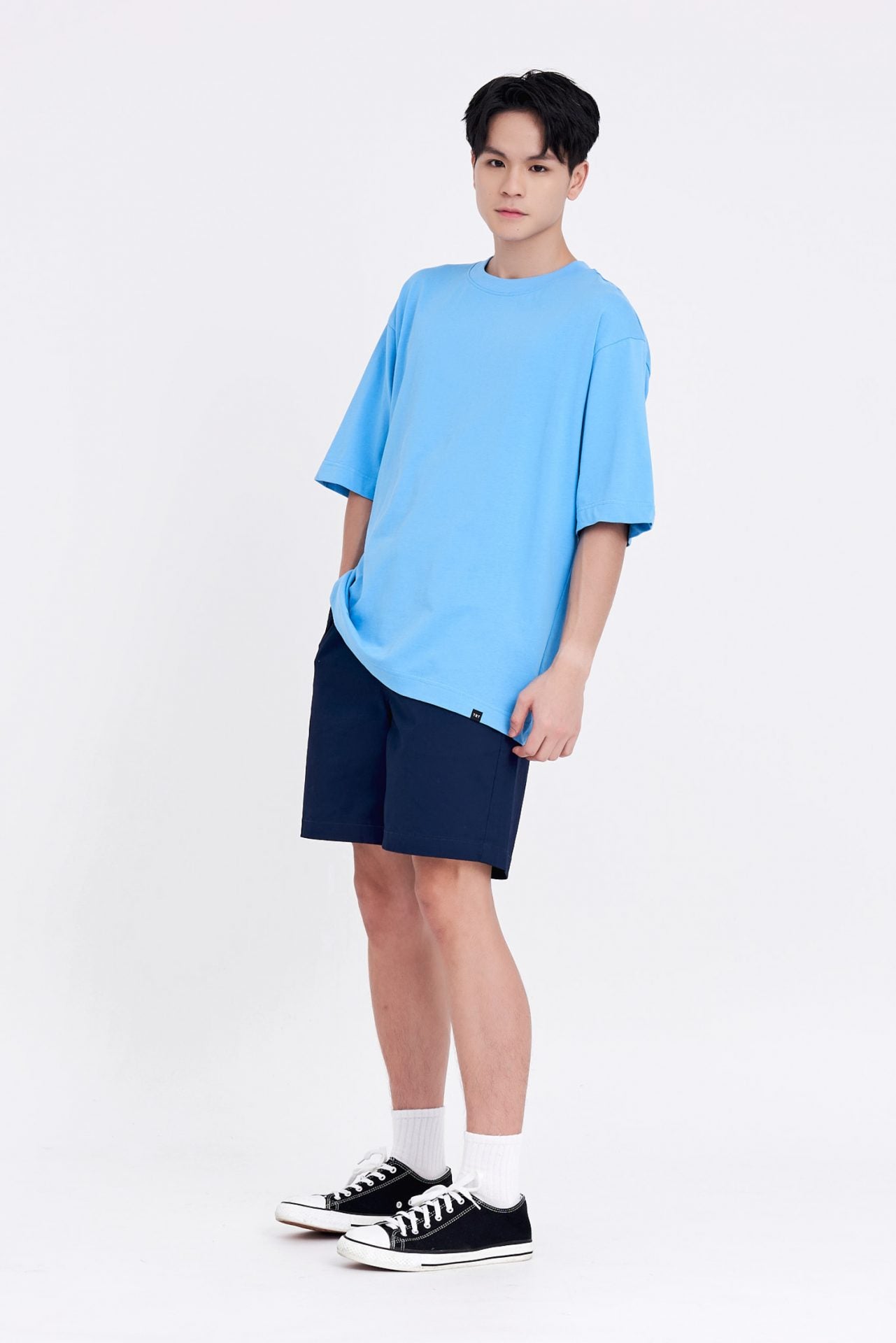 (B) Classic Relaxed-Fit Crew Neck Tee - Azure