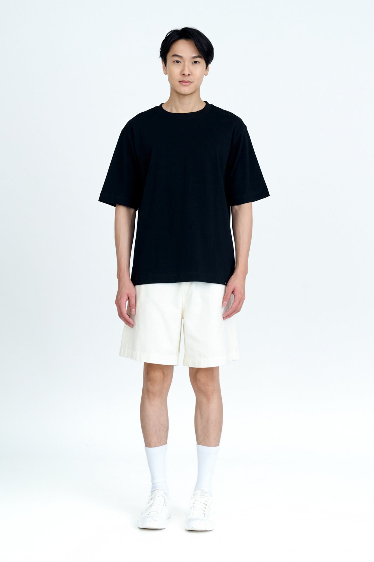 (B) Classic Relaxed-Fit Crew Neck Tee - Black