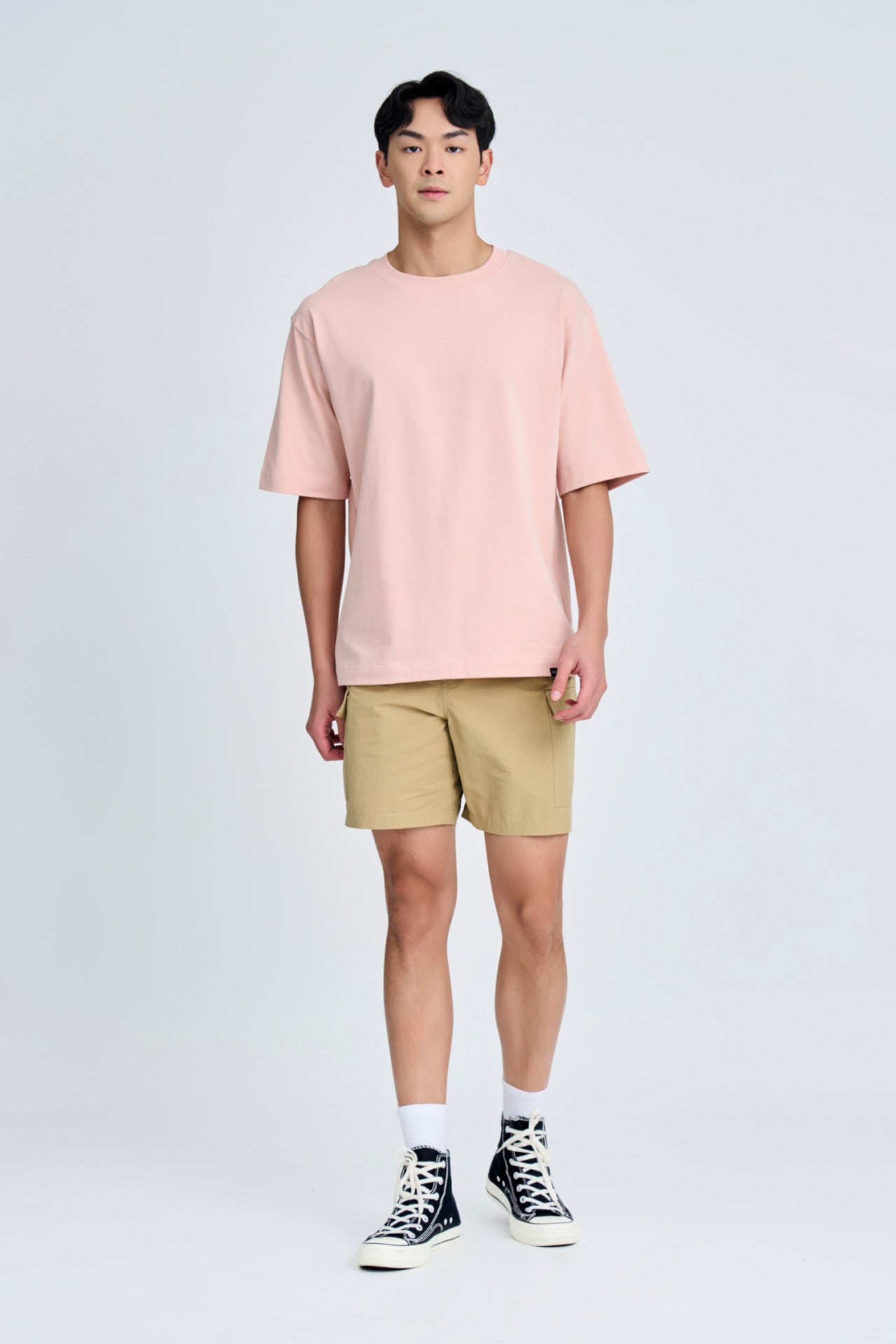 (B) Classic Relaxed-Fit Crew Neck Tee - Dusty Pink