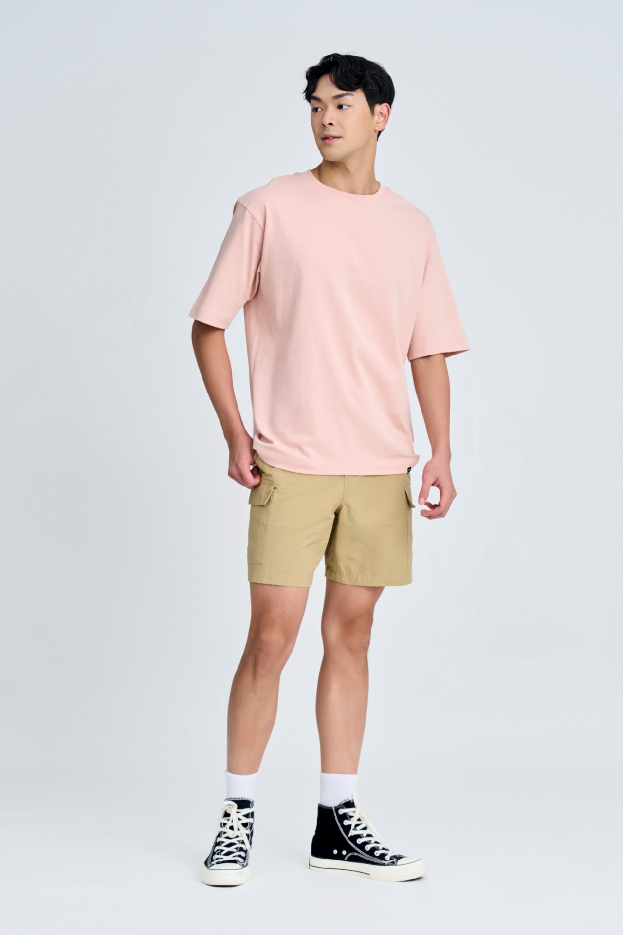 (B) Classic Relaxed-Fit Crew Neck Tee - Dusty Pink