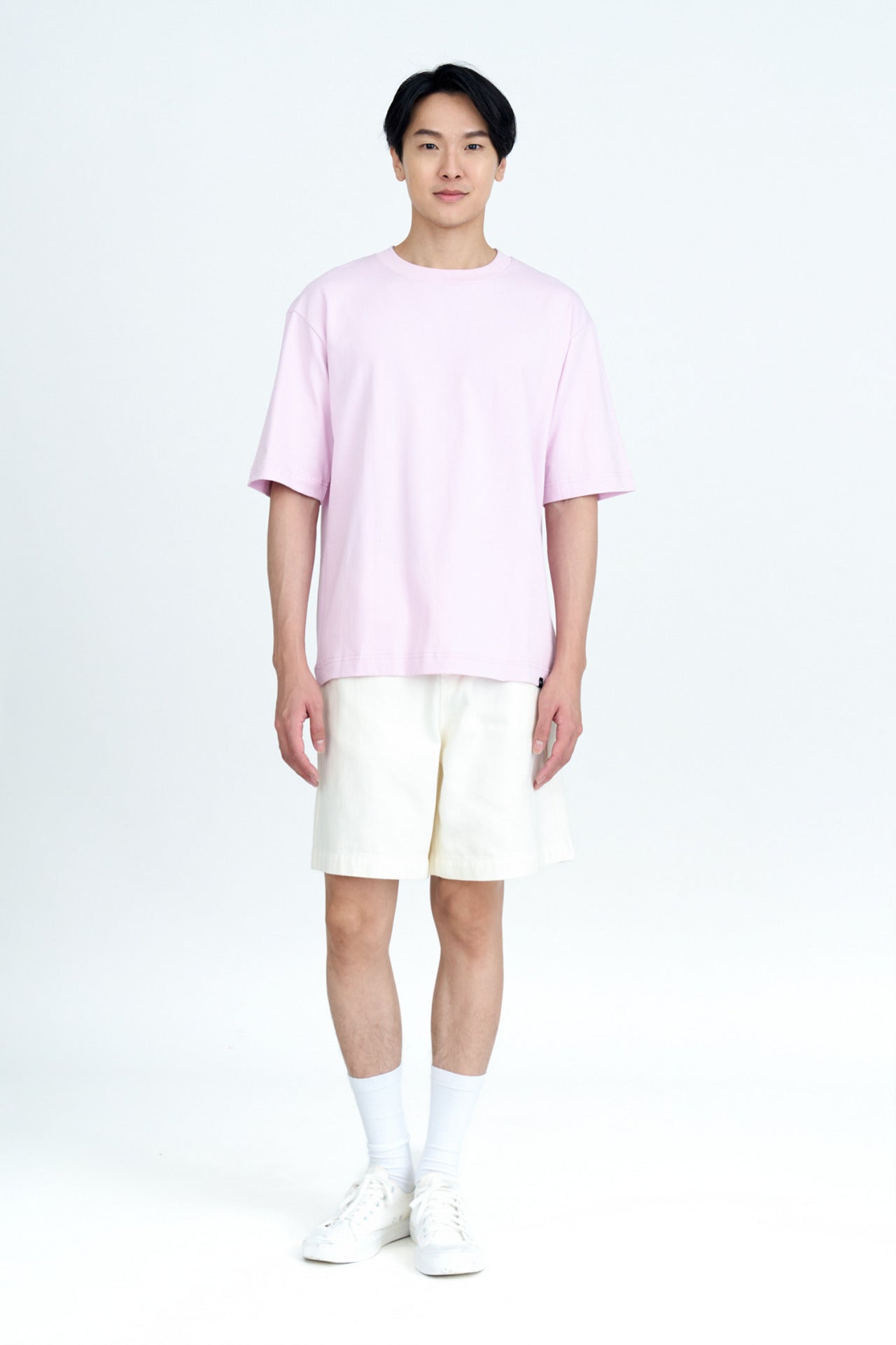 (B) Classic Relaxed-Fit Crew Neck Tee - Vintage Pink