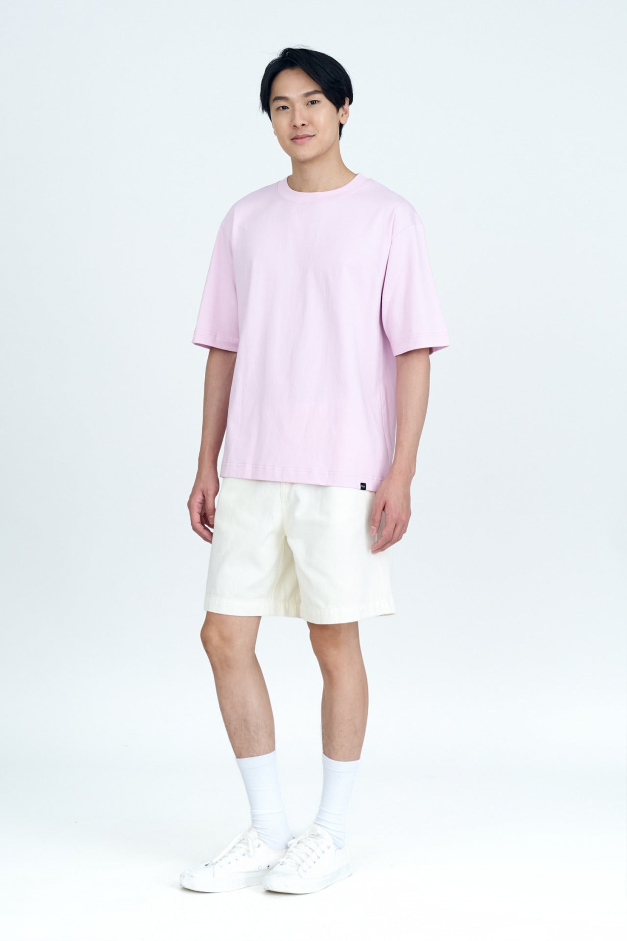 (B) Classic Relaxed-Fit Crew Neck Tee - Vintage Pink