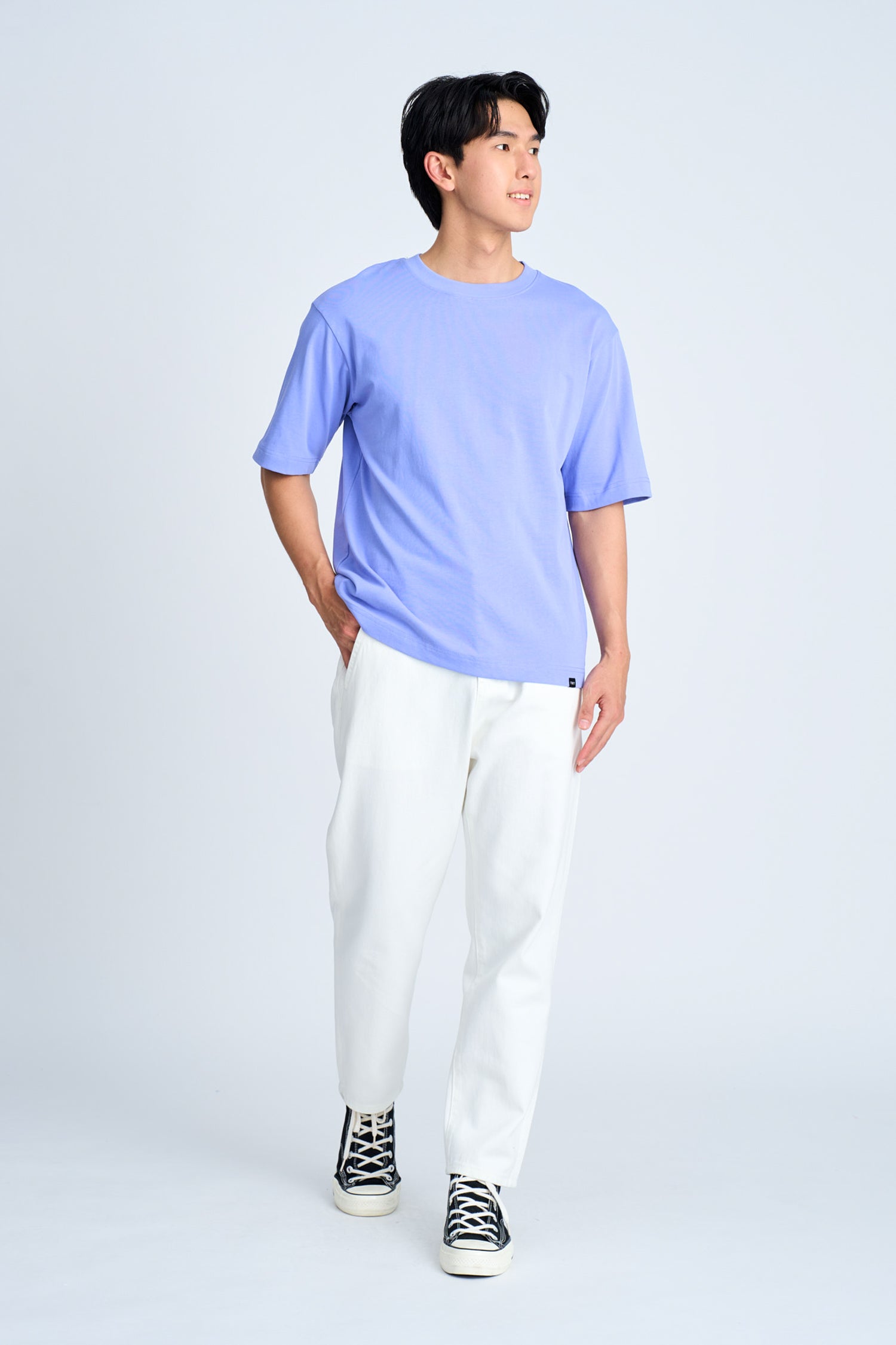 (B) Classic Relaxed-Fit Crew Neck Tee - Periwinkle