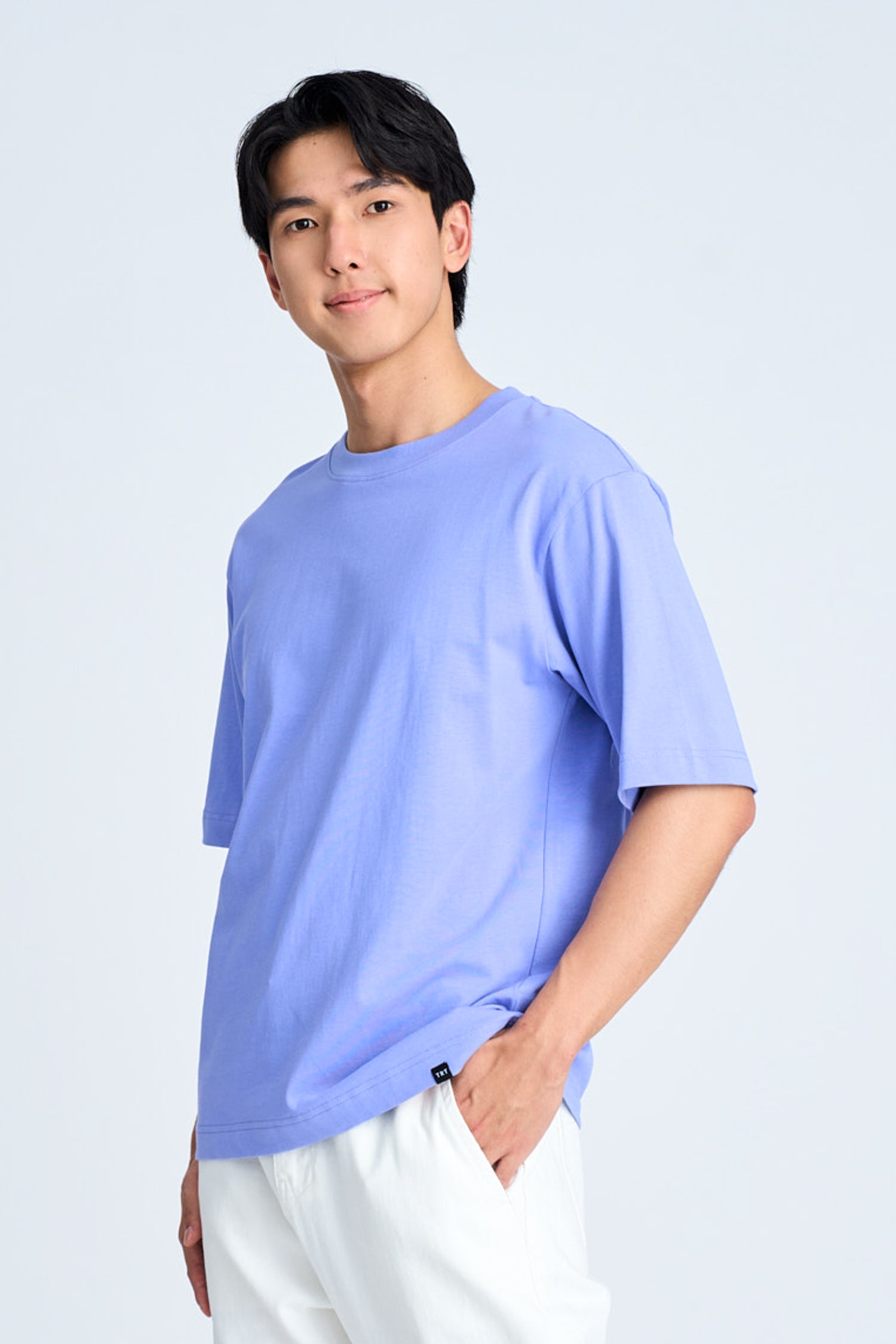 (B) Classic Relaxed-Fit Crew Neck Tee - Periwinkle