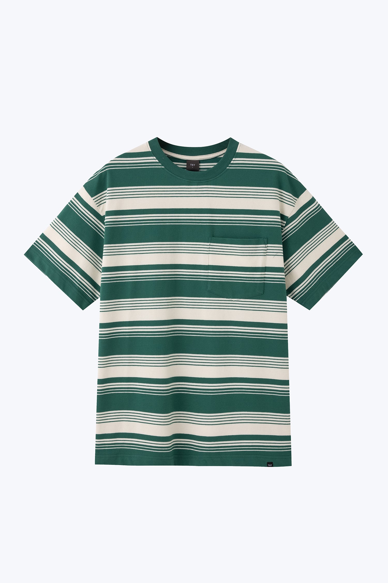 Oversized Wide Contrast Stripes Tee - Emerald Stripes