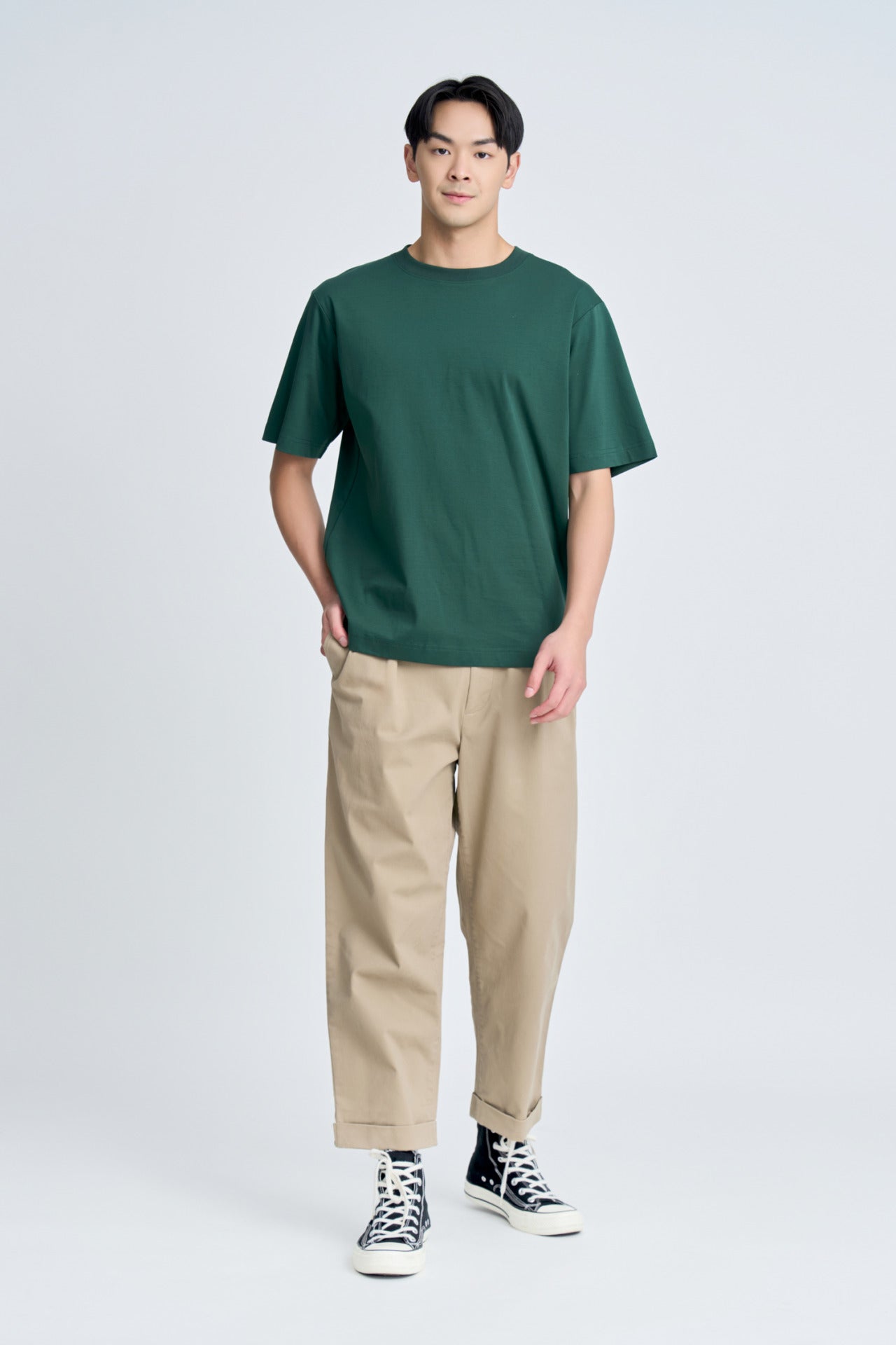 (A) Essential Crew Neck Tee - Army Green