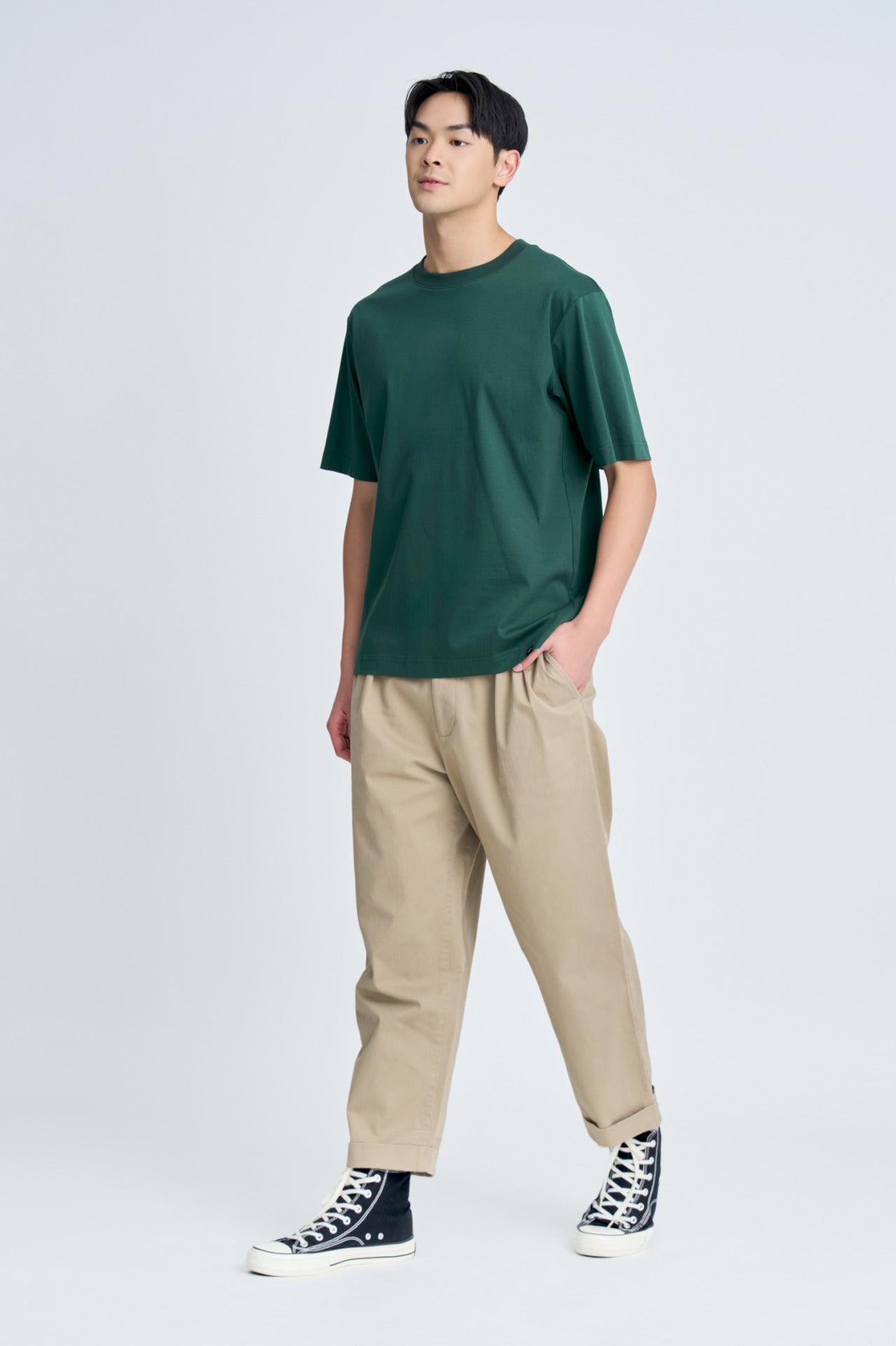 (A) Essential Crew Neck Tee - Army Green