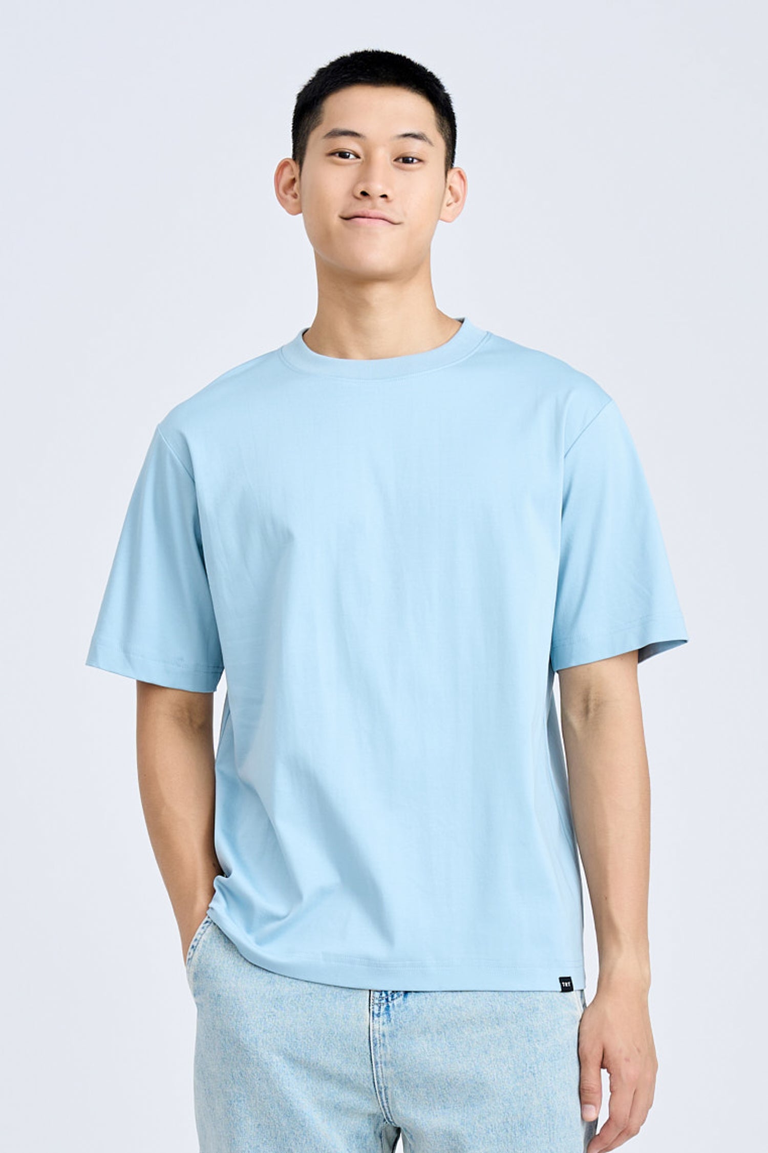 (A) Essential Crew Neck Tee - Dusty Blue