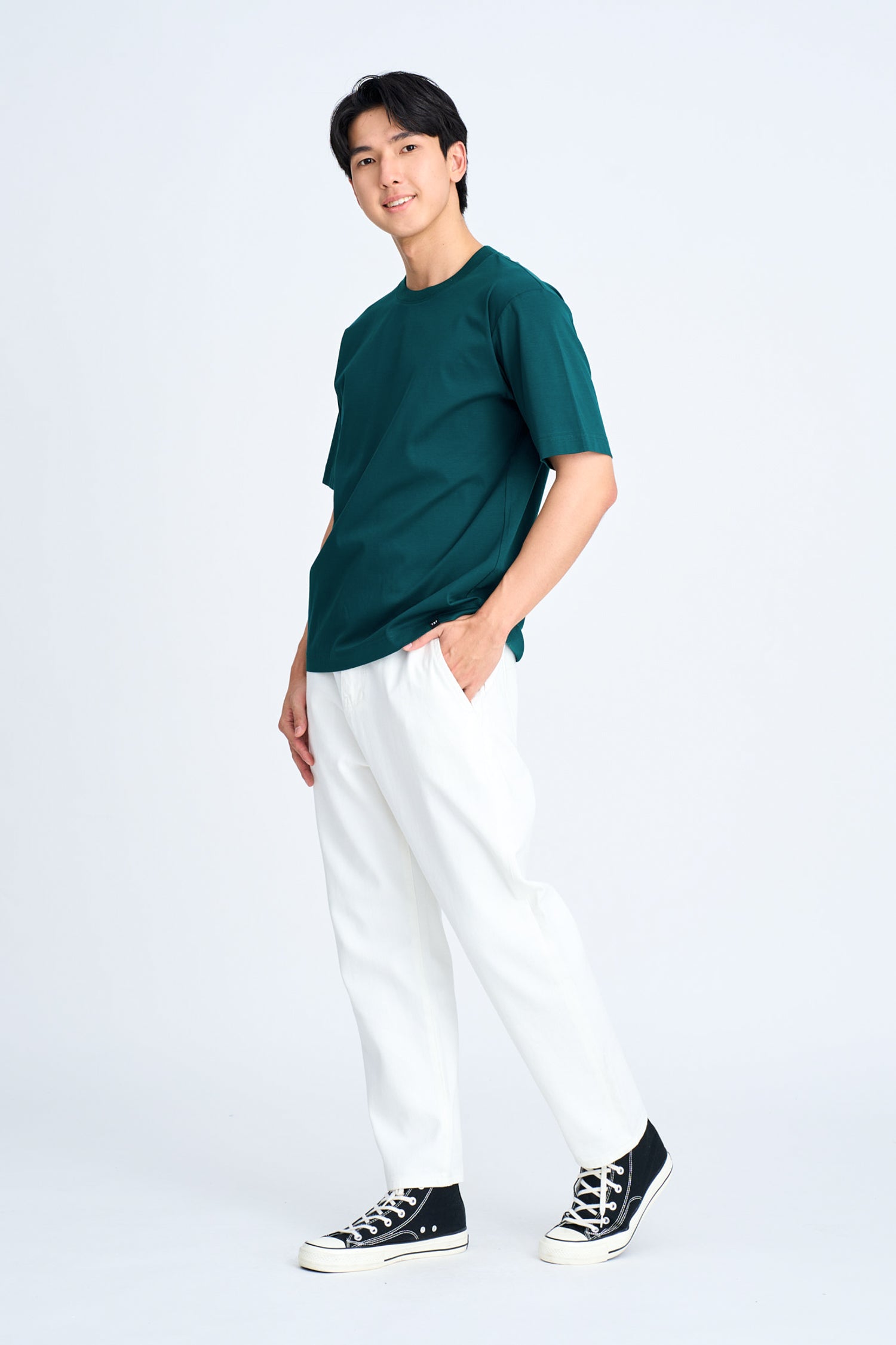 (A) Essential Crew Neck Tee - Dark Emerald