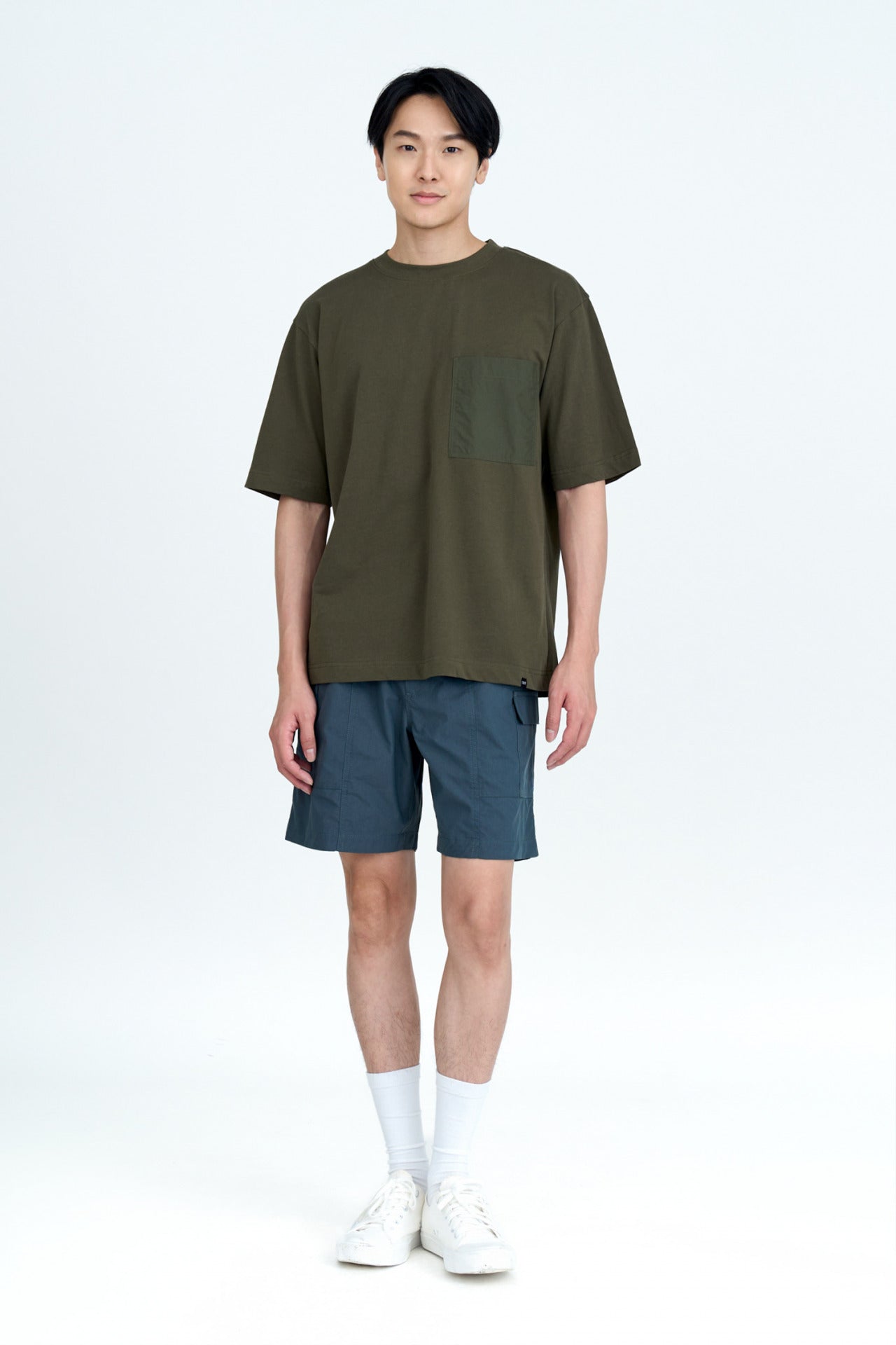 (B) Relaxed-fit Patch Pocket Tee - Army Green