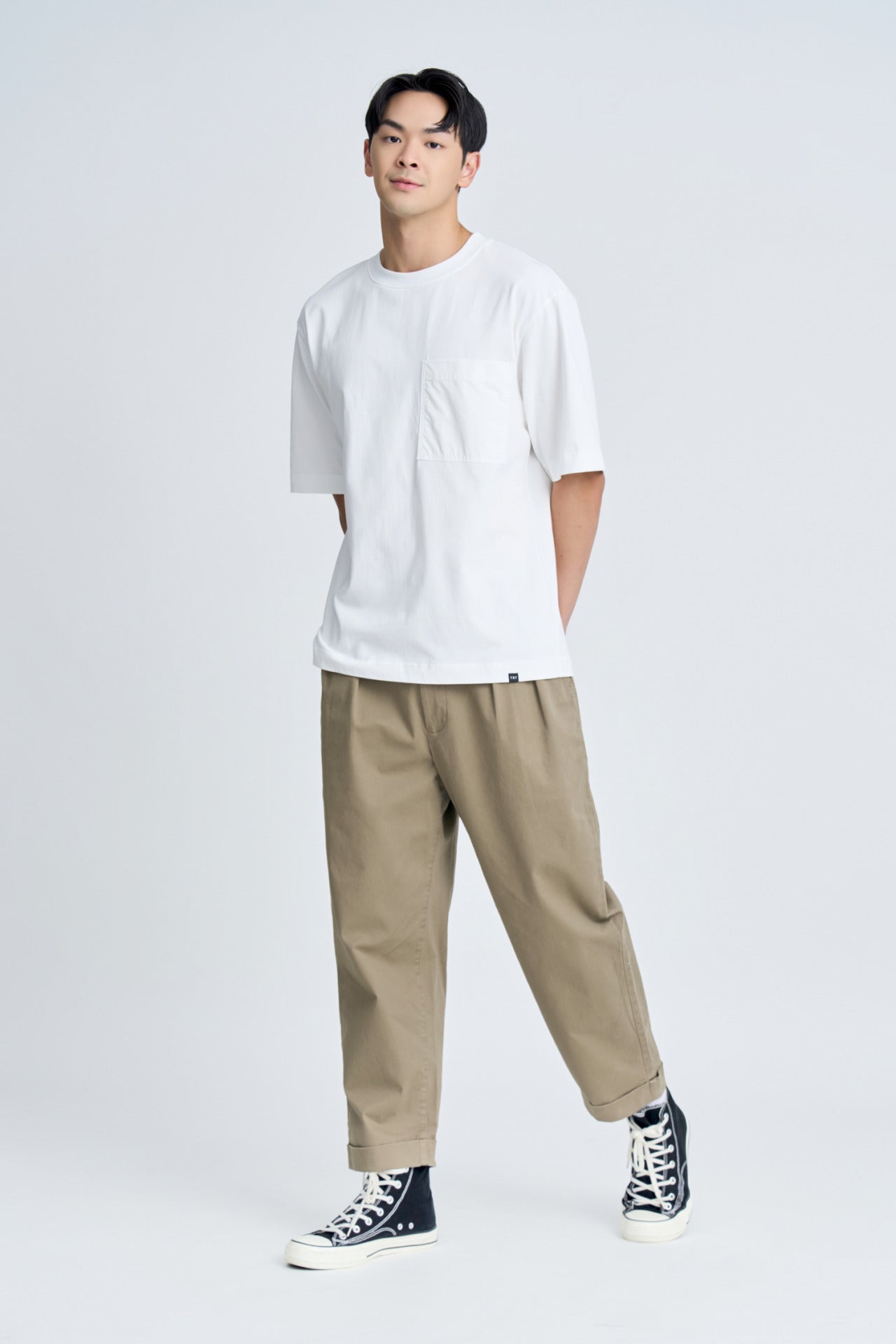 (B) Relaxed-fit Patch Pocket Tee - Cream