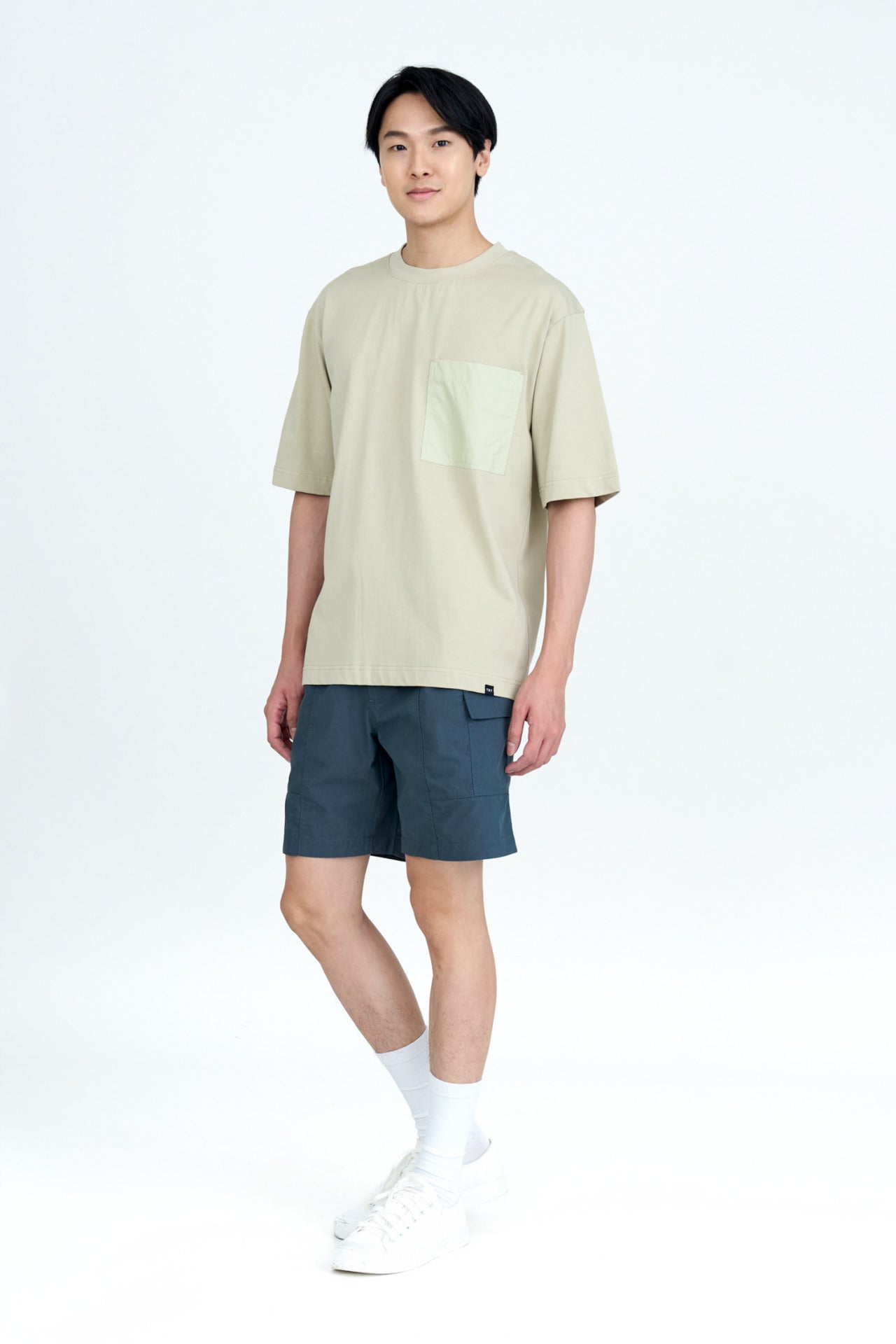 (B) Relaxed-fit Patch Pocket Tee - Sage