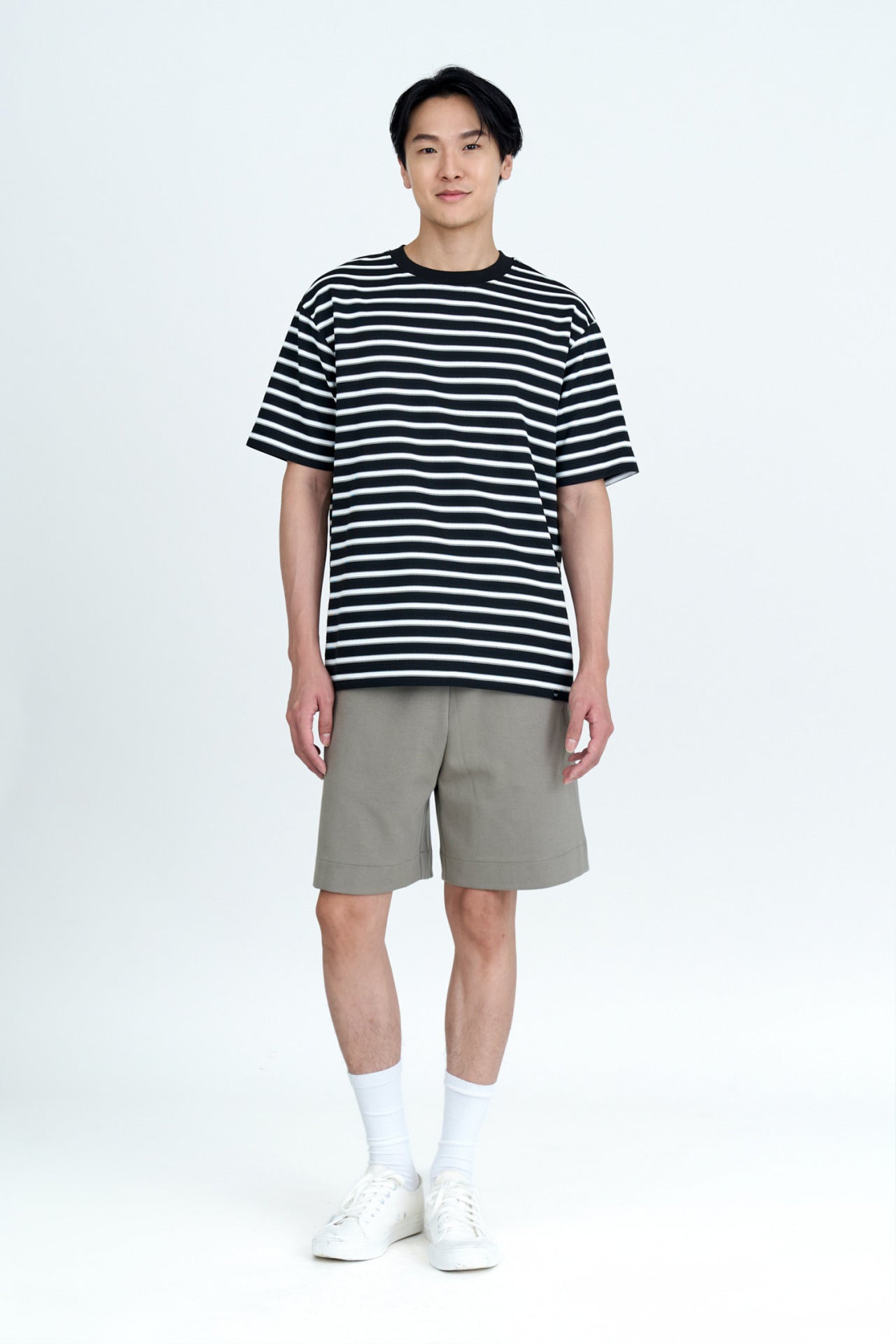 (B) Relaxed-Fit Textured Stripe Tee