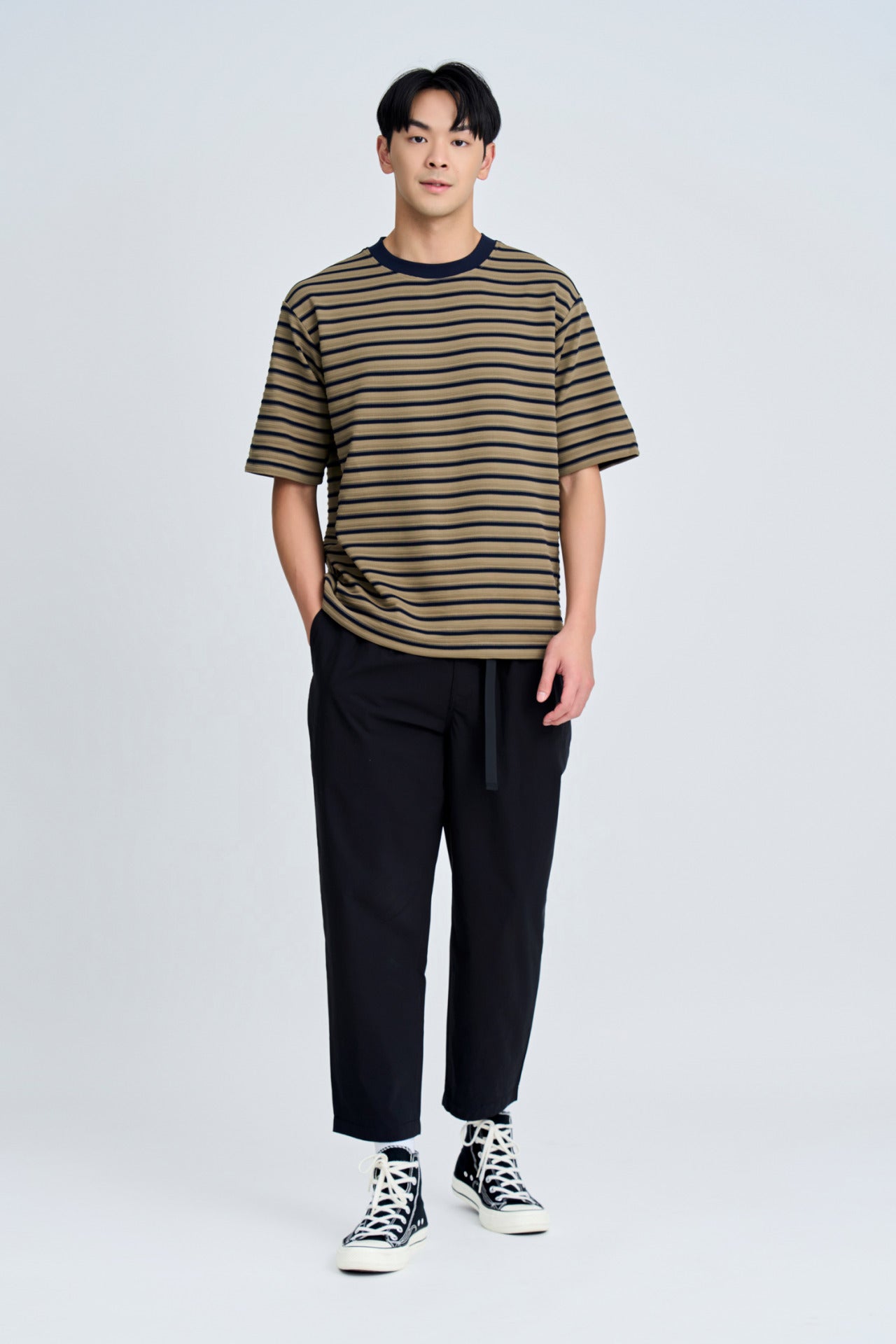 (B) Relaxed-Fit Textured Stripe Tee