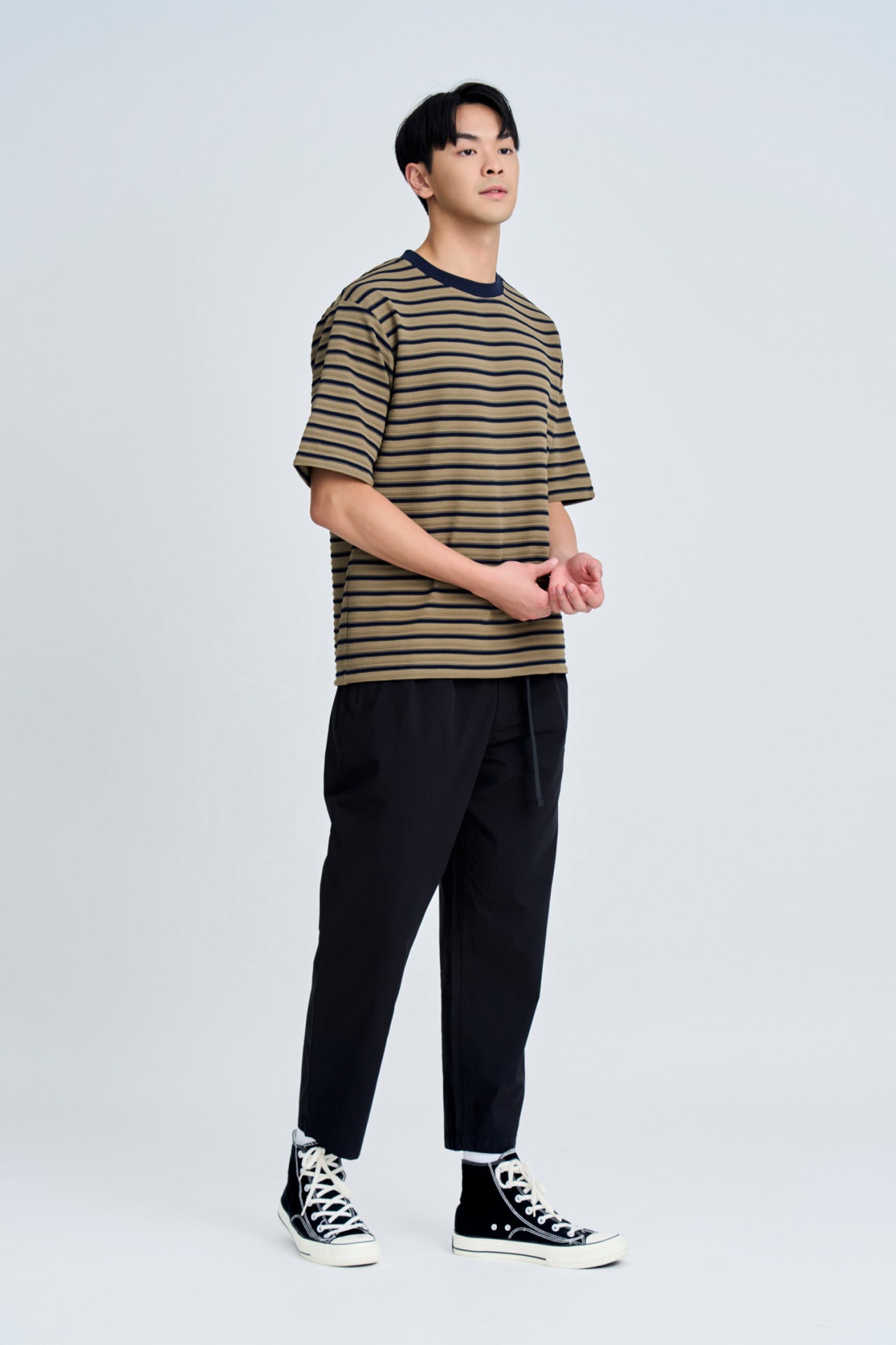 (B) Relaxed-Fit Textured Stripe Tee