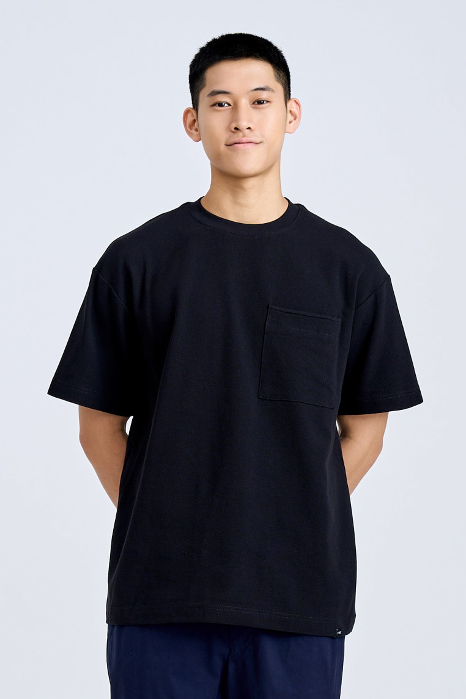 Oversized Waffle Jersey Tee - Black