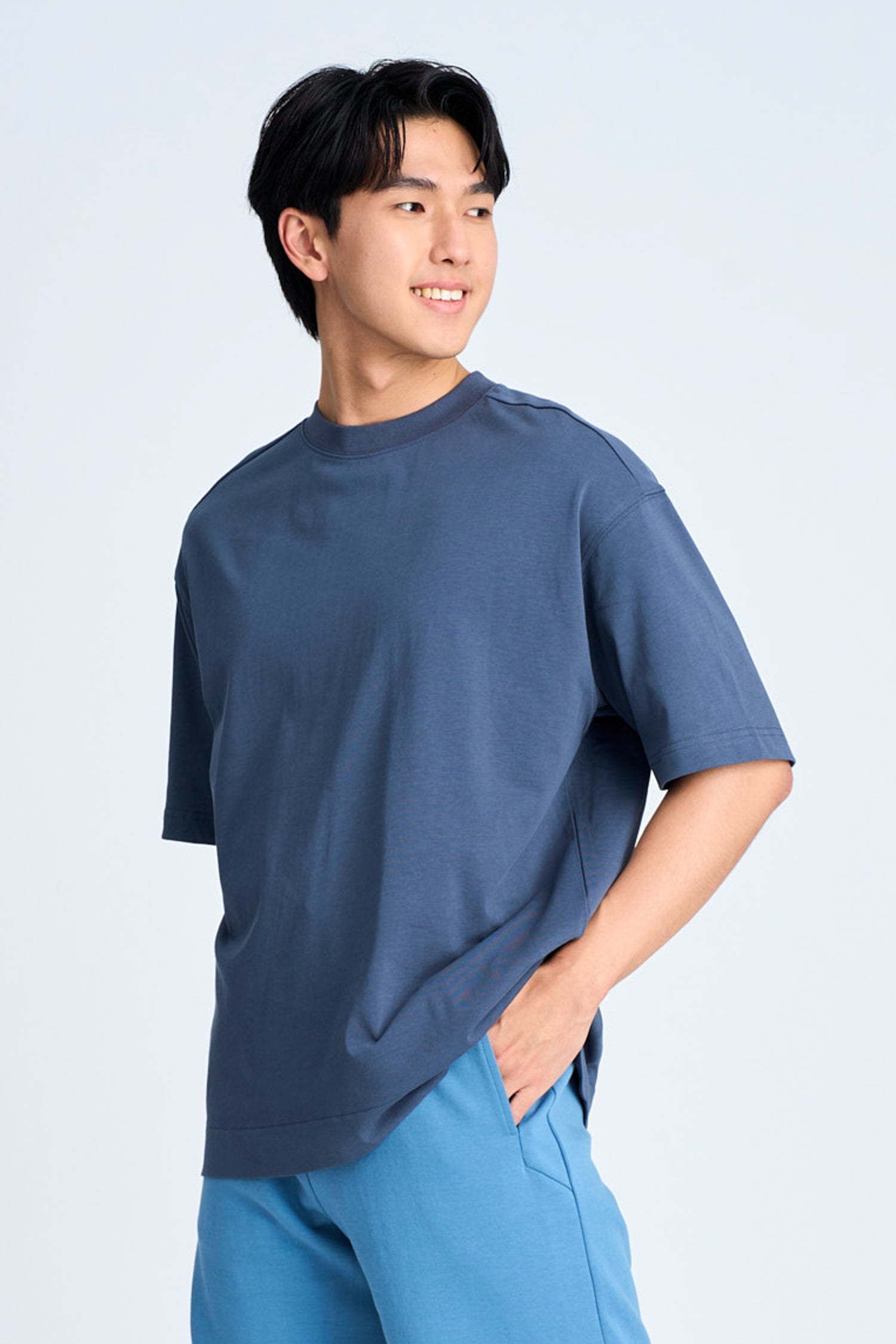 Oversized Fit “Rue de L’Restyle“ Tee - Steel Blue