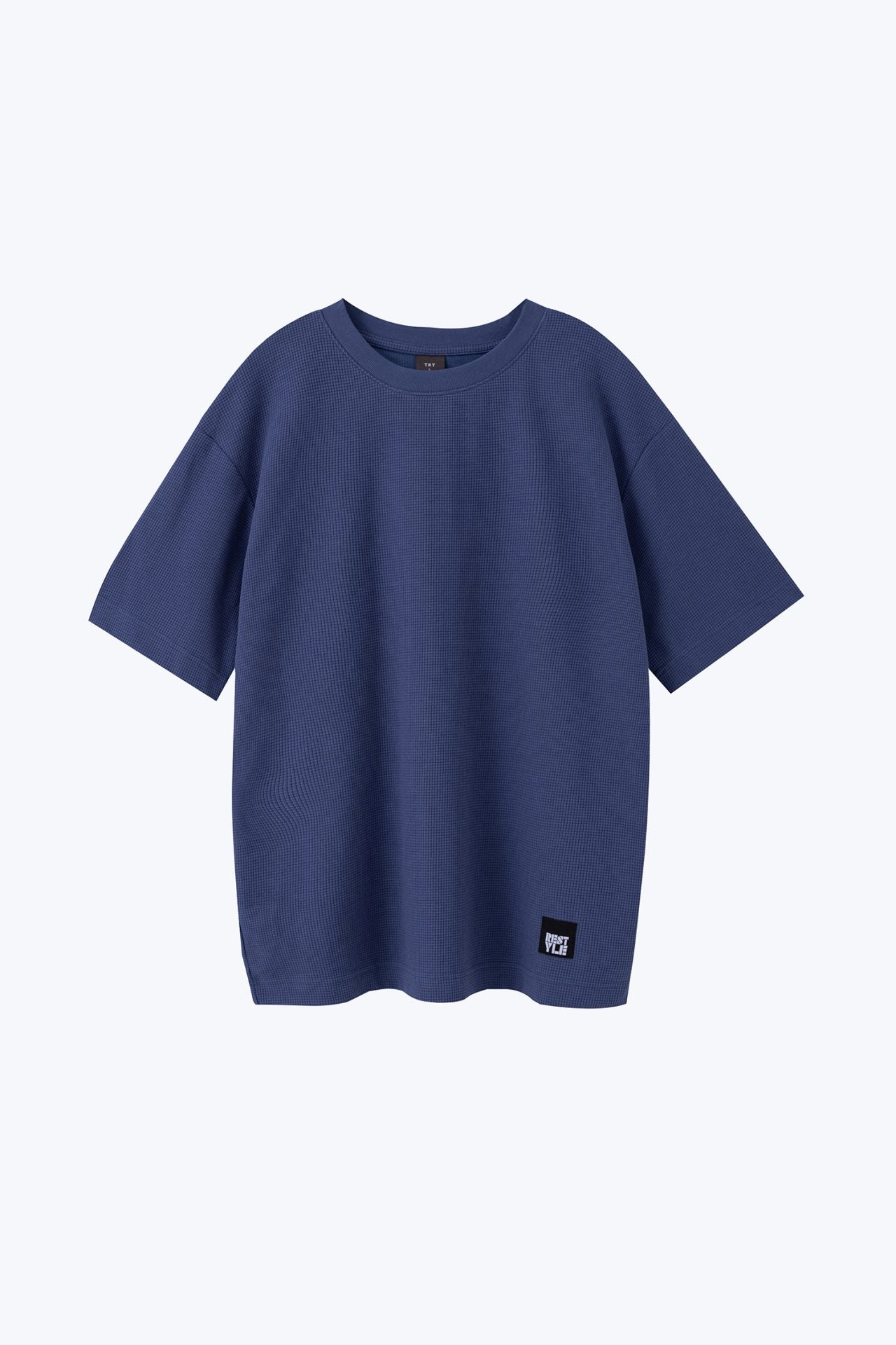 (B) Waffle Crew Neck Tee - Dark Blue