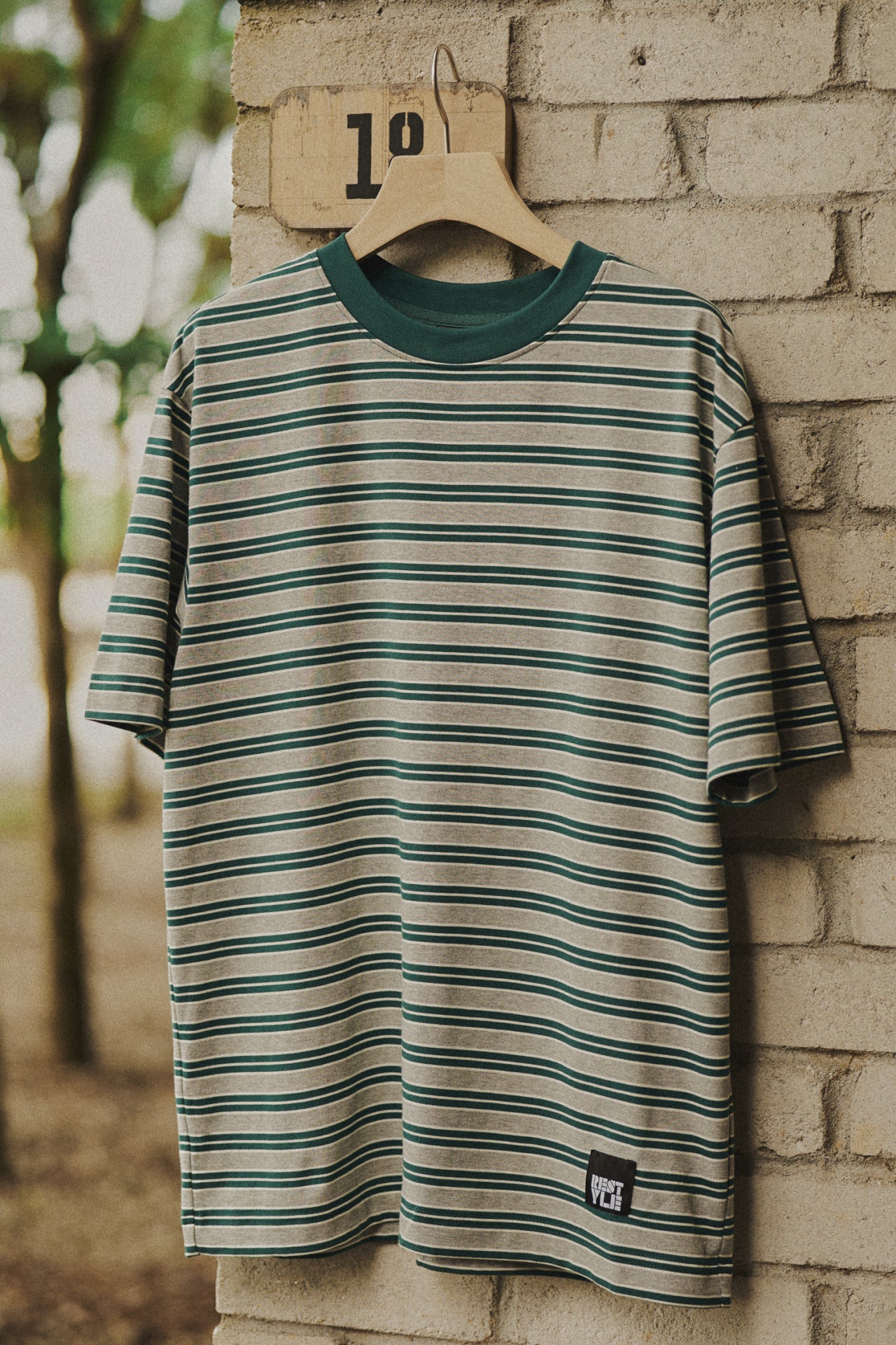 (B) Jersey Multi-Color Striped Tee - Stripes Green