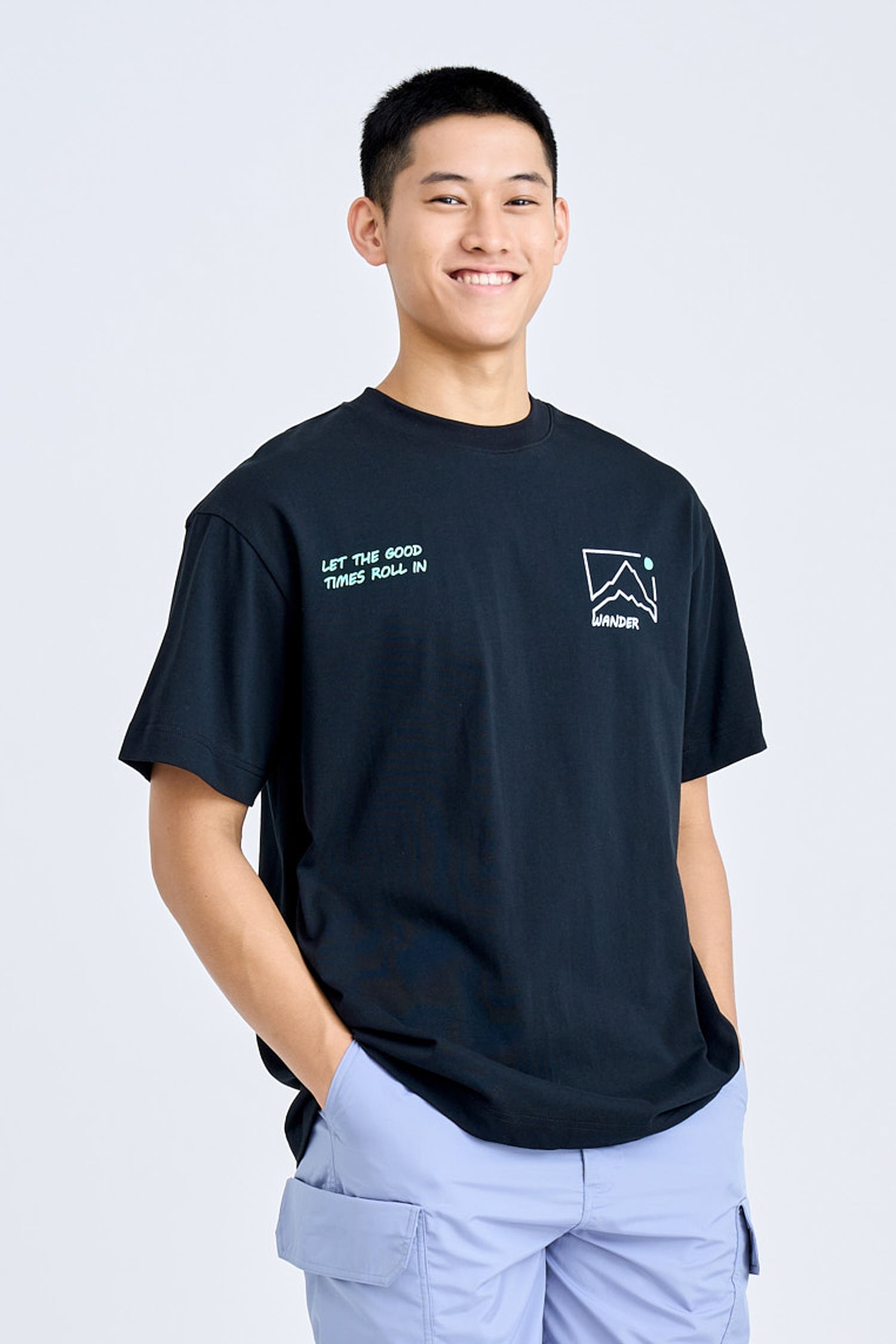 Jersey “Wander” Graphic Tee - Black