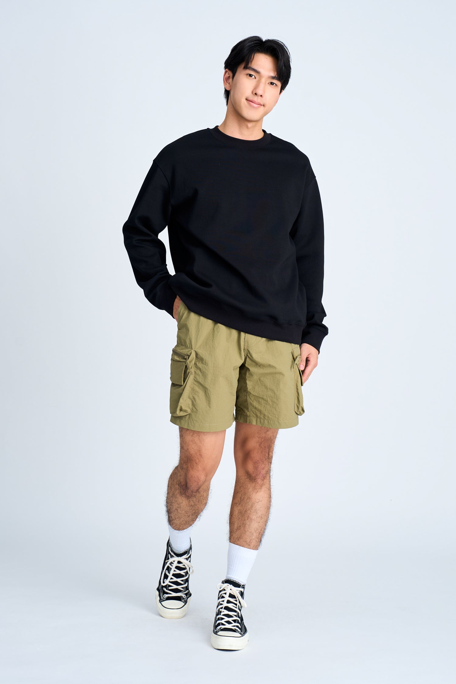 Cotton Blend Crew Neck Sweater