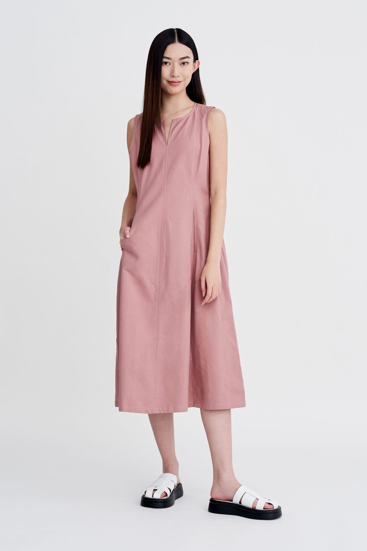 Seam Detail Sleeveless Dress - Blush