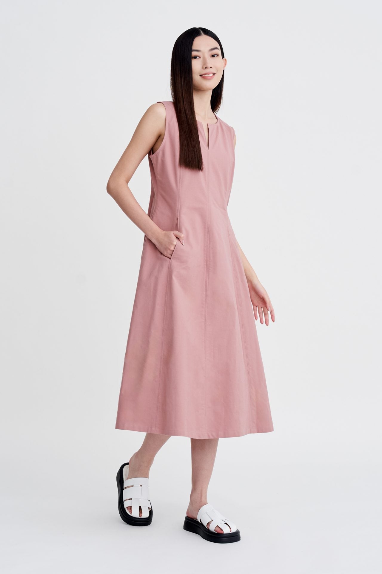 Seam Detail Sleeveless Dress - Blush