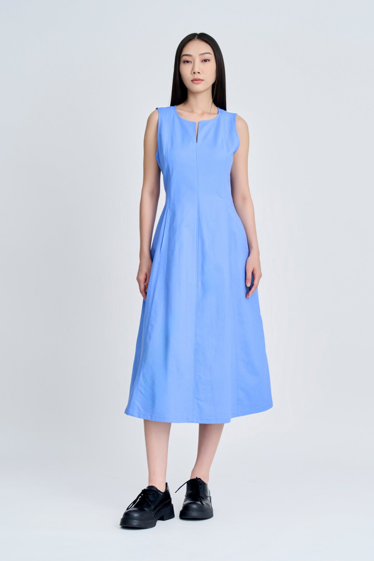 Seam Detail Sleeveless Dress - Periwinkle