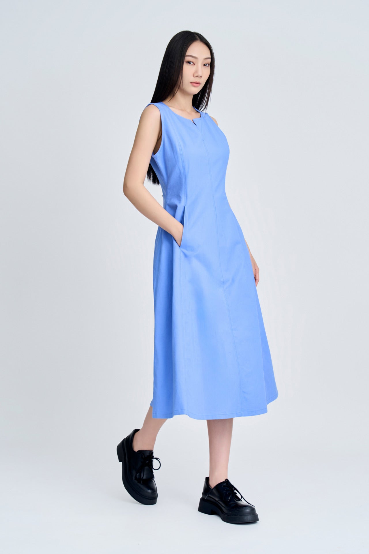 Seam Detail Sleeveless Dress - Periwinkle