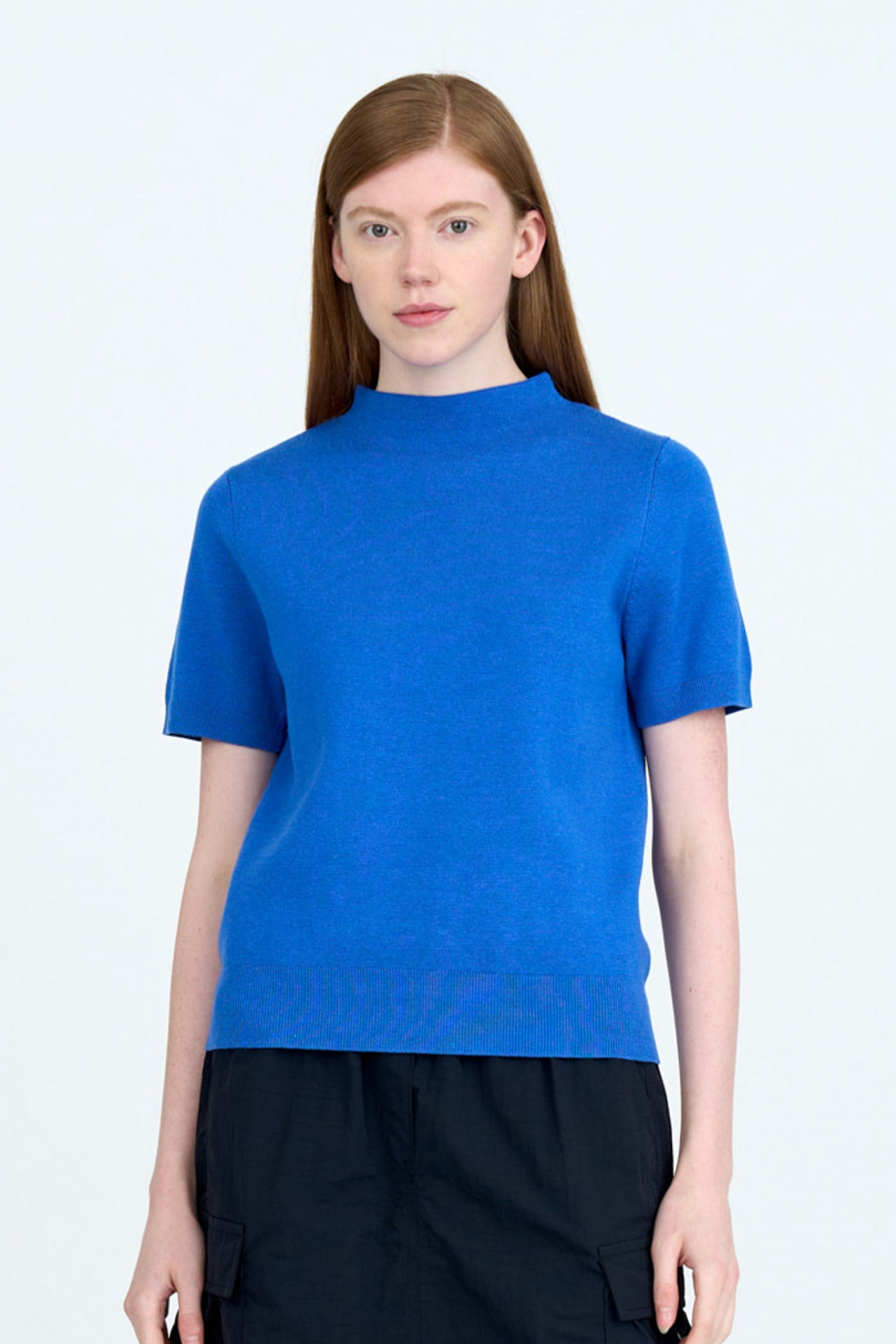 Rayon Cotton Knit Top - Cobalt