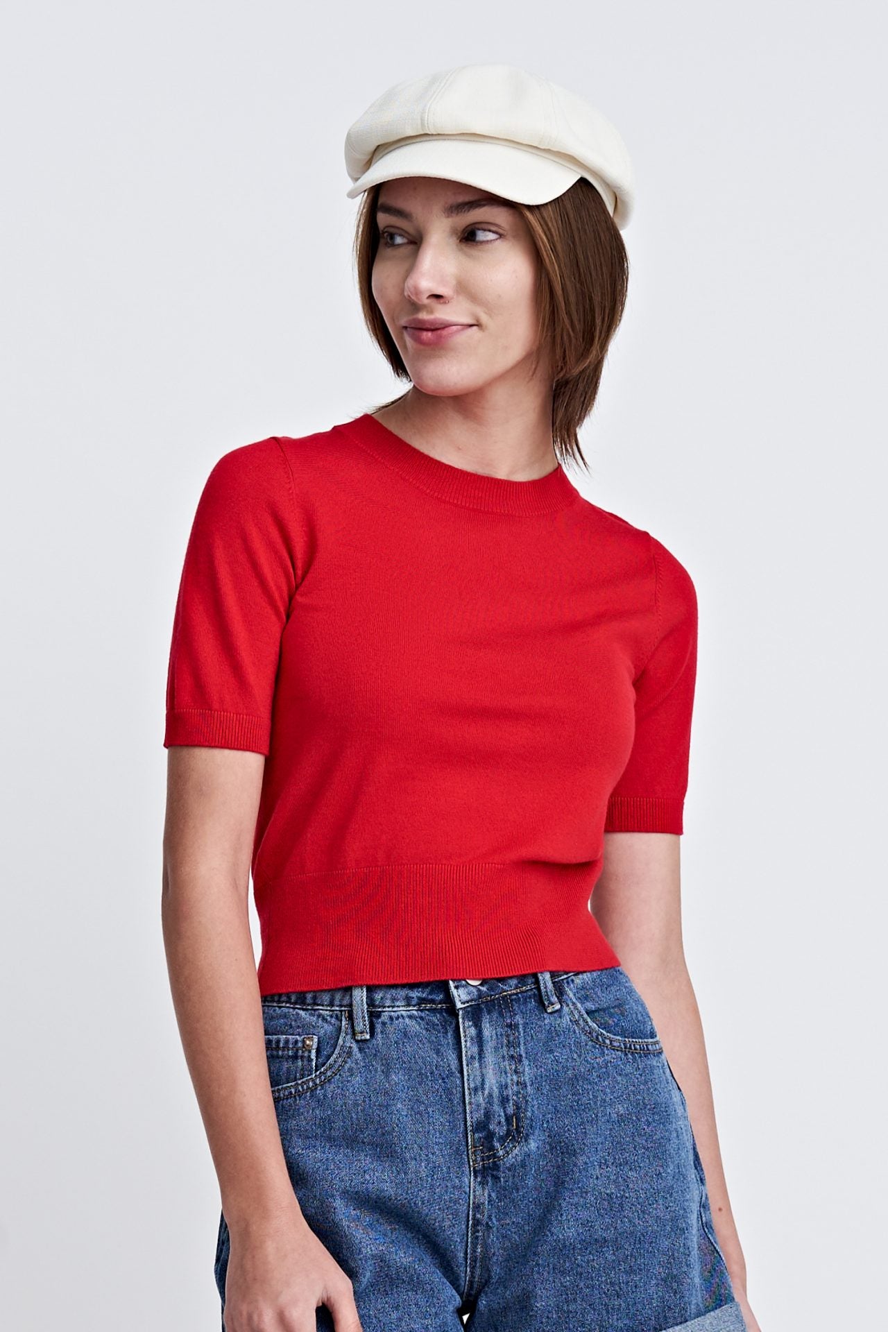 Knitted Short Sleeves Top