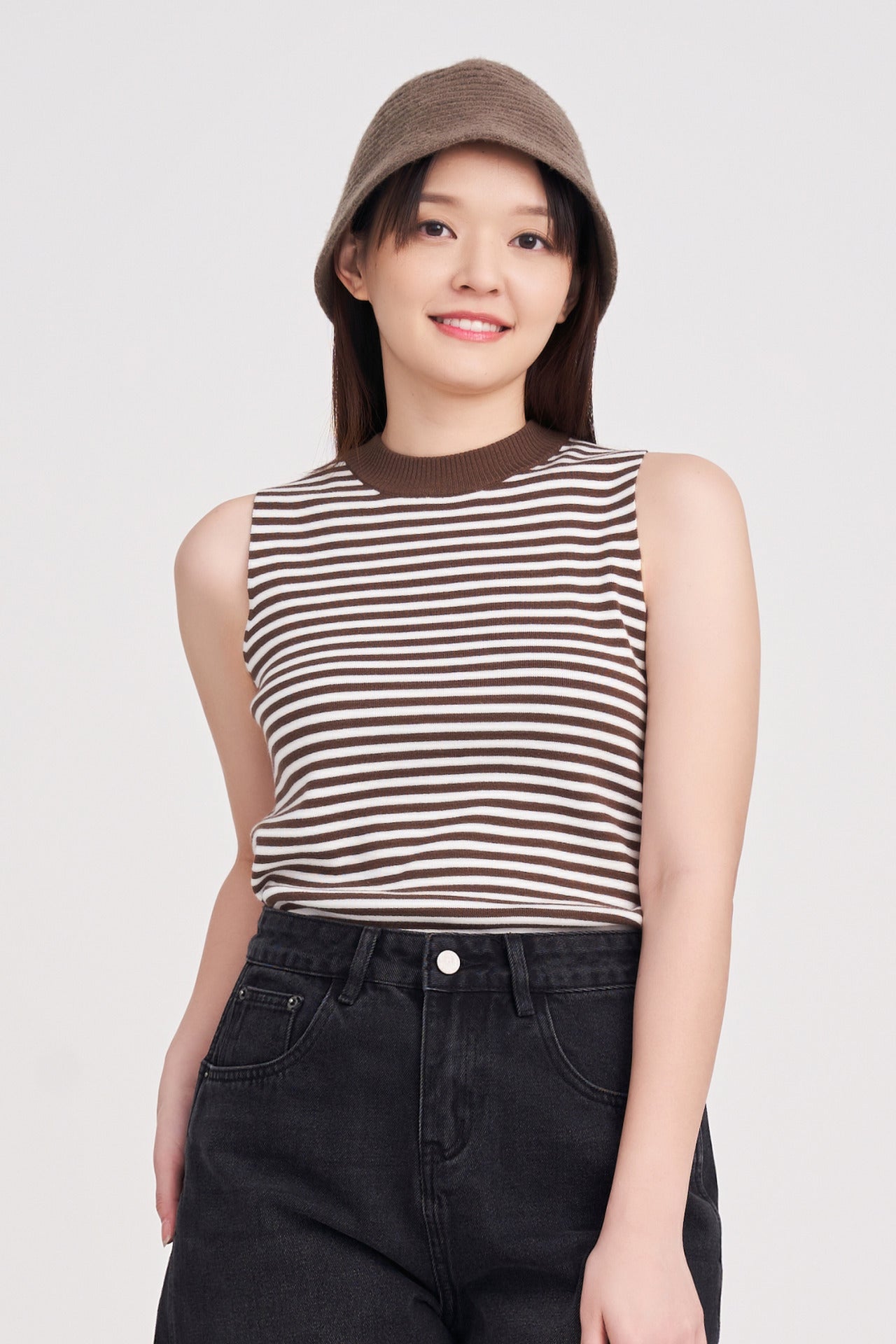 Knit Striped Regular Sleeveless Top